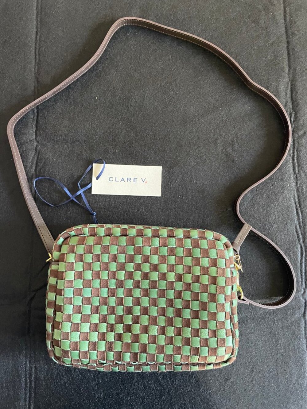 Clare V. | Midi Sac in deep pine/chocolate suede leather